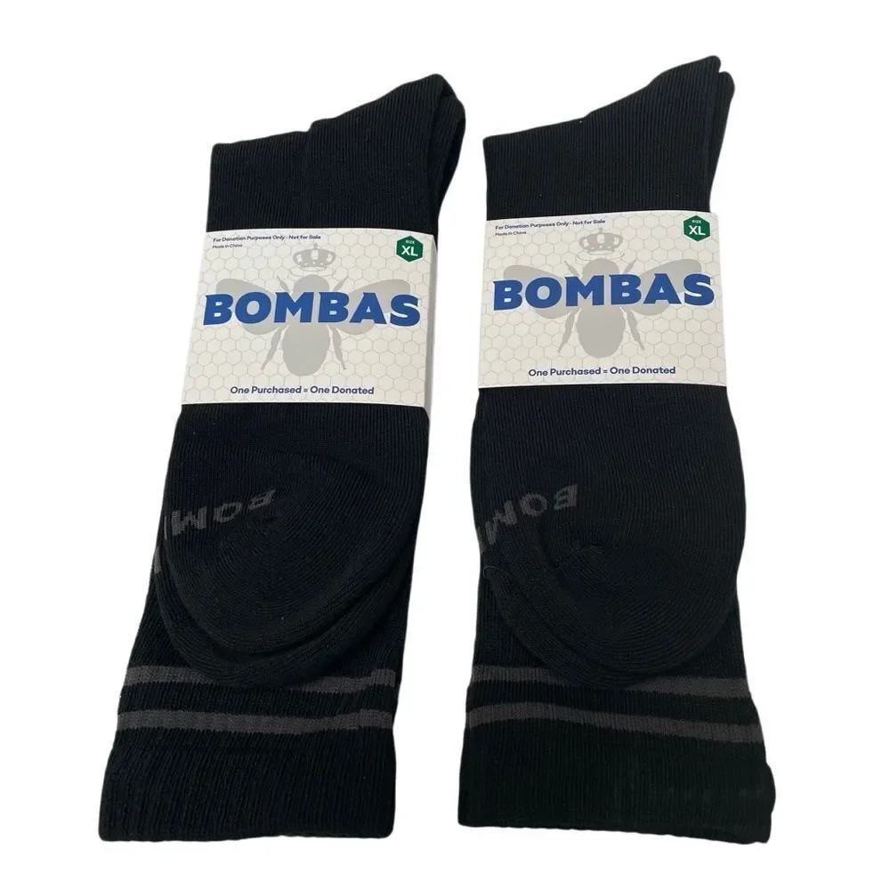 Bombas Men’s‎ Vintage Style Stripe Black Calf Socks Lot Of 2 Size XL